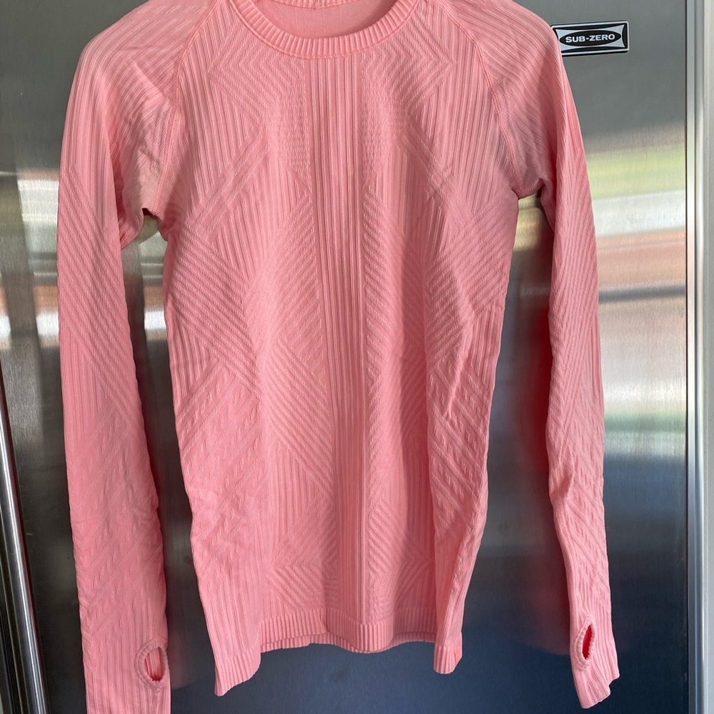Lulu hot pink swiftly crew long sleeve